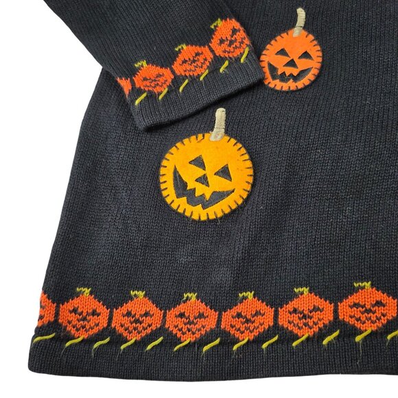 Vintage CST Sport Halloween Pumpkin Sweater 1X Jack-O-Lantern Design - Picture 3 of 7